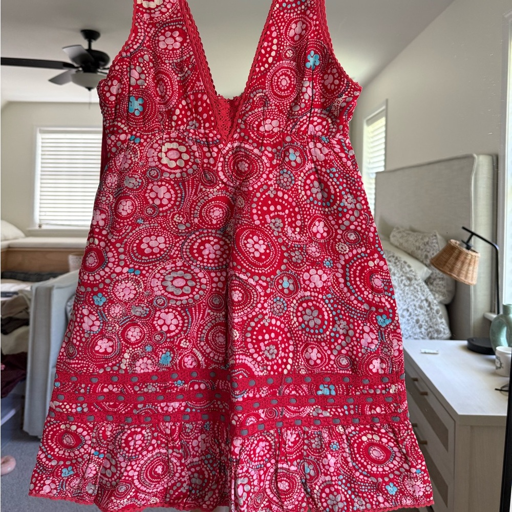 Free People Red and Blue Floral Mini Dress